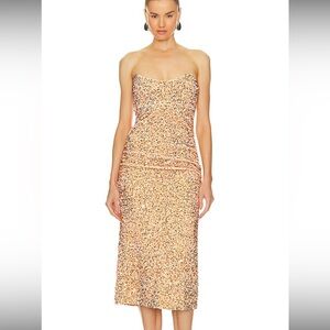 Likely Revolve sequins champagne Strapless Dress size 4 small